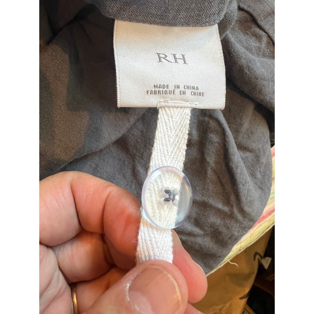 Restoration Hardware Stonewashed Belgian Linen Duvet Cover King Dark Blue/Gray